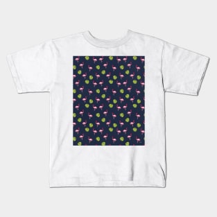 Pink Flamingo Pattern in Charcoal | Summer | Island Paradise | Tropical Kids T-Shirt